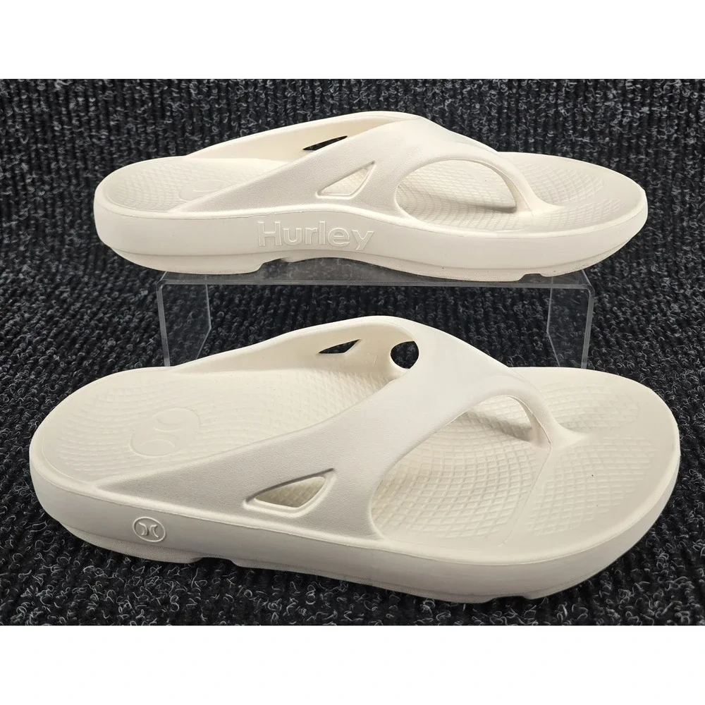 Hurley Injection Flip-Flop Men's 10 Cream Cushy Thong Sandal Beach Coastal‎